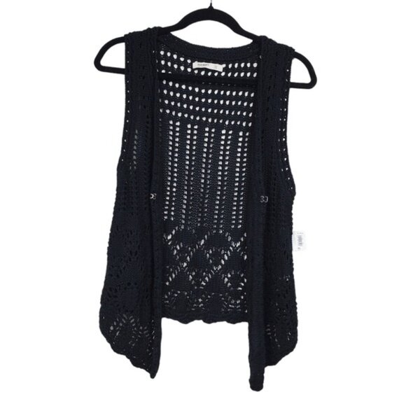 Old Navy Womens Sleeveless Black Crochet Knit Cardigan Sweater Vest Size XS NWT - Picture 6 of 8